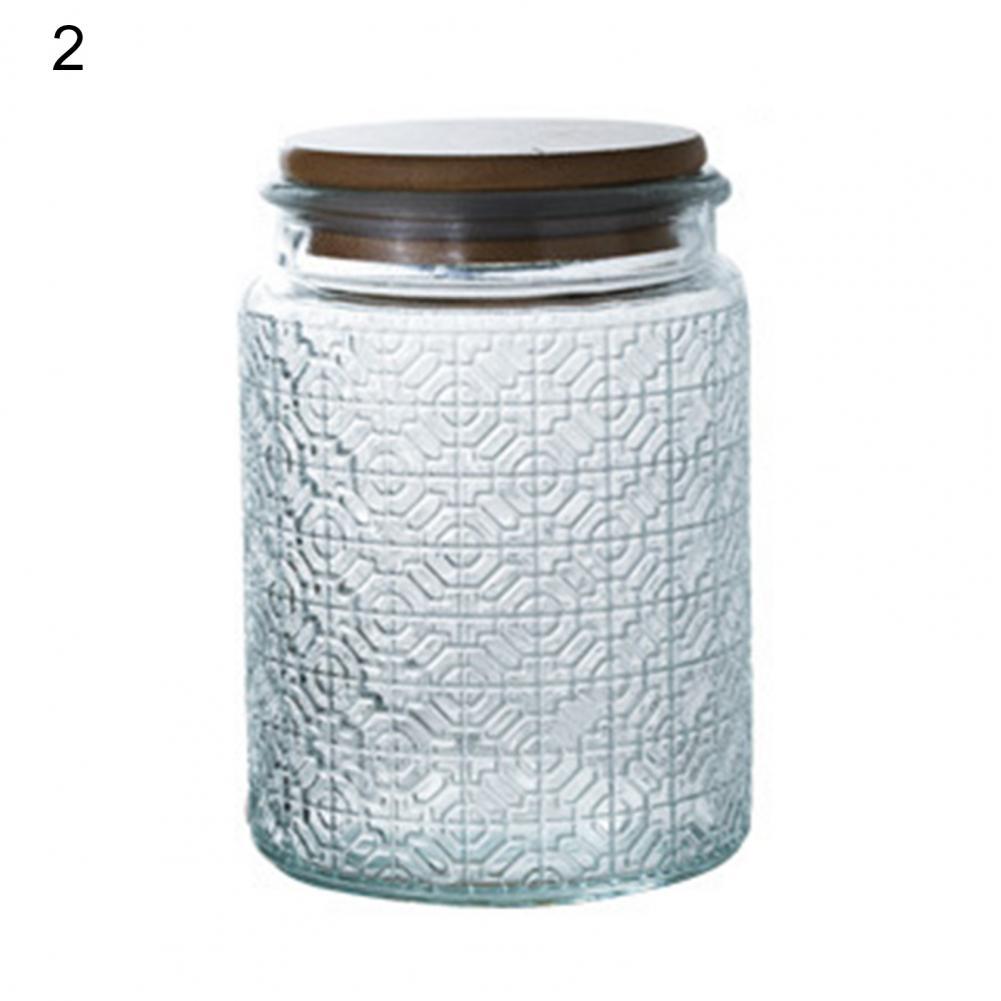 700ml Glass Sealed Jar Kitchen Storage Container Mason Jars with Wood Lid Glass Jar Clear Pasta Airtight Canister Food Storage: 2