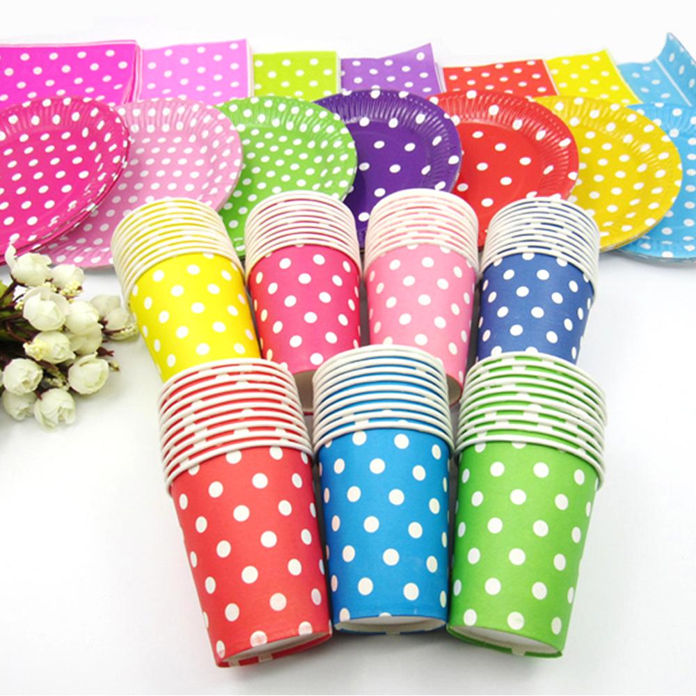 30 Stuks Party Dot Kleur Papier Cups Lade Tissue Meubels Decoratie Set Paper Cups Lade Tissue