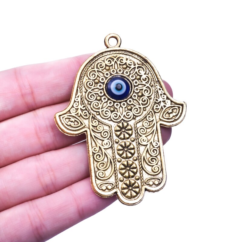 5Pcs/lot Bohemia Hand of Fatima Hamsa Charms Turkish Evil Eye Pendant for Women Necklace Earring DIY Jewelry Accessories