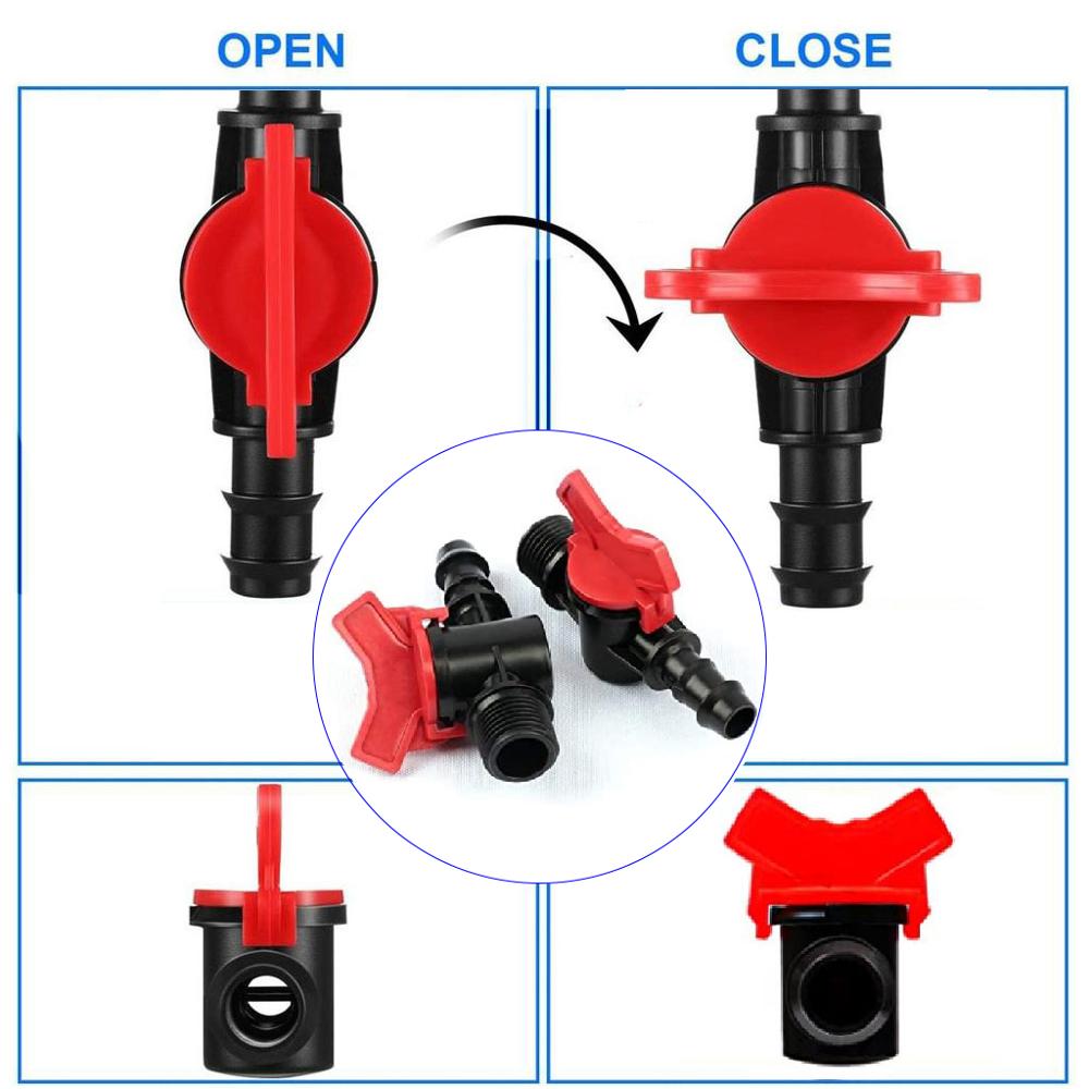 1/2" Thread Garden Tap PE Hose Ball Valve Waterstop Switch Connector for 16mm 20mm Water Tube Drip Irrigation System Kits