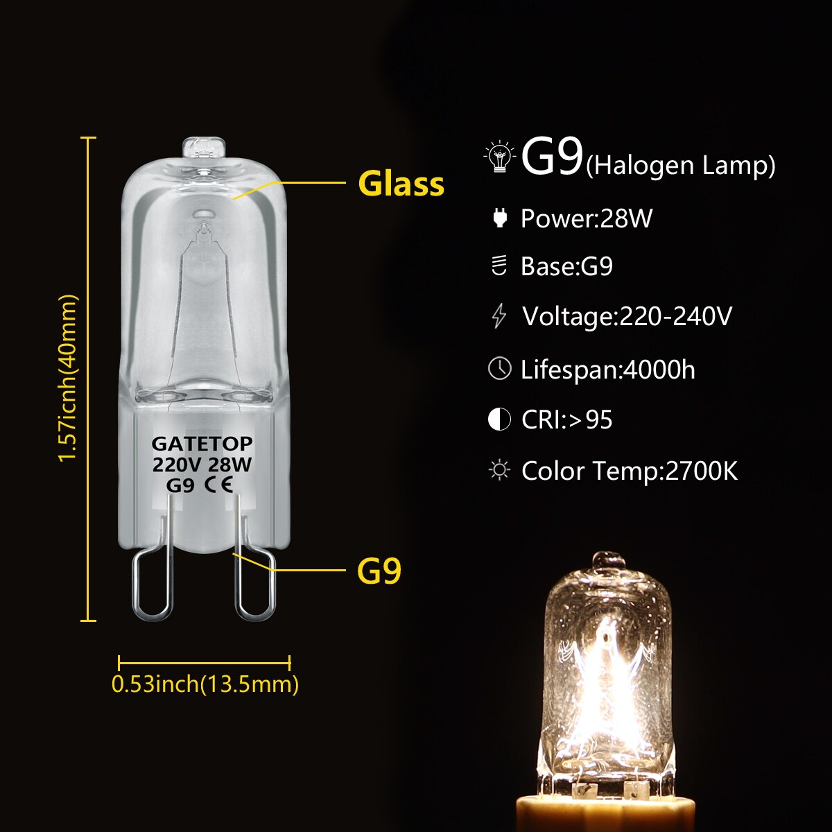 Maat Halogeen Lamp G9 28W 220V Kristallen Kroonluchter Thuis Decoratie