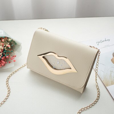 Mode Grote Lippen Schoudertas voor Vrouwen Glanzende Sterren Lederen Portemonnee Vrouwelijke Crossbody Messenger Keten Tassen Dames: apricot