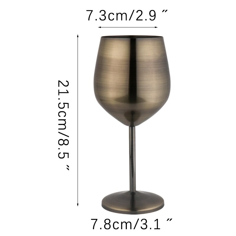 304 Stainless Steel Goblet Wine Glass Juice Drink Goblet Shatterproof Party Barware Large-Capacity Goblet Bar Accessories: bronze 500ml