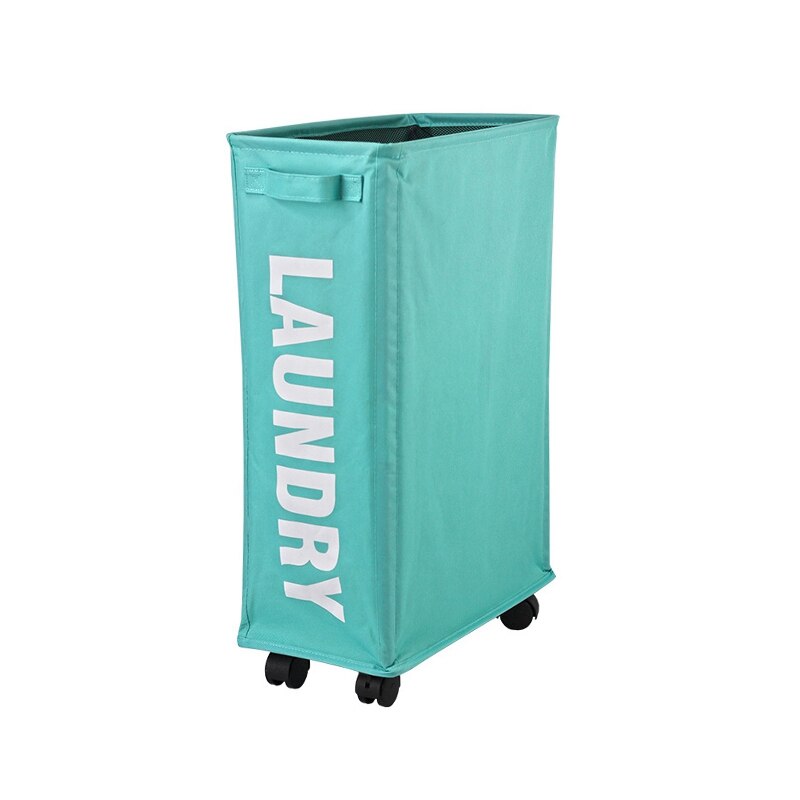 Foldable Laundry Basket with Wheels Dirty Clothes Storage Basket Bathroom Laundry Hamper Household Laundri Hamper Toy Storage: Sky blue laundri bag