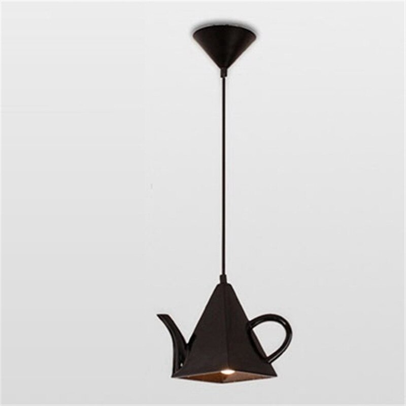 Moderne résine théière pendentif lumières thé tasse suspension lampe cuisine barre/café suspension lampe pour salle à manger décor éclairage Fixturess: black teapot