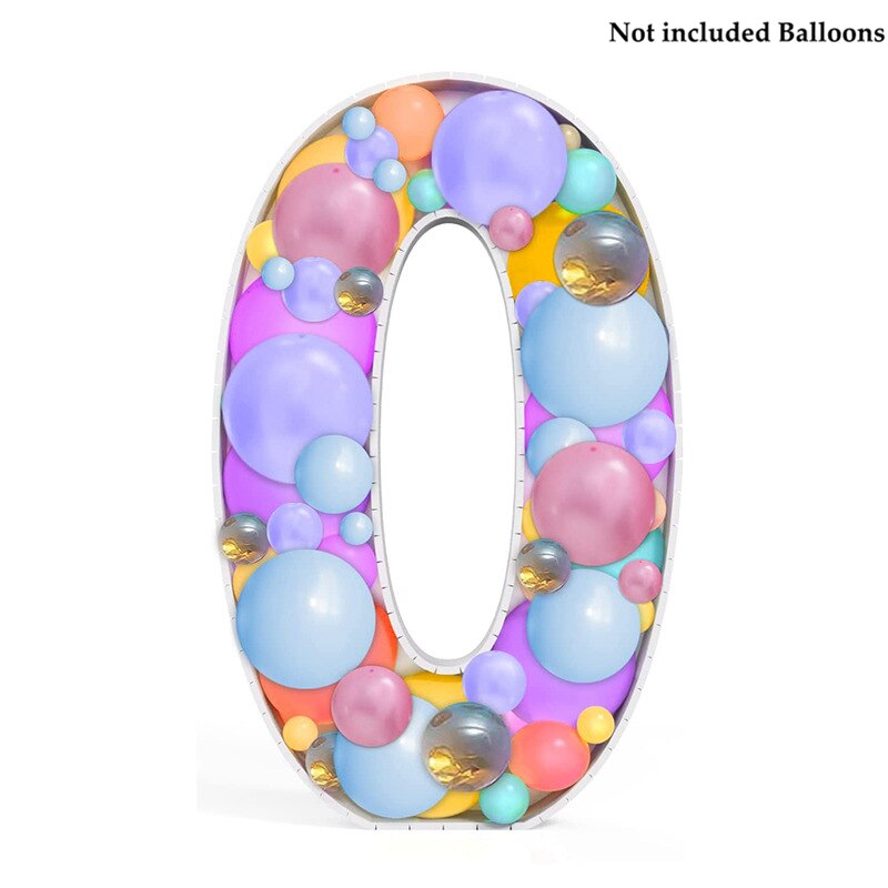 Gør-det-selv 73cm store tal ballon påfyldningsboks ballon stativ fødselsdagsfest dekoration jubilæum baby shower ballon nummer box ramme: 0