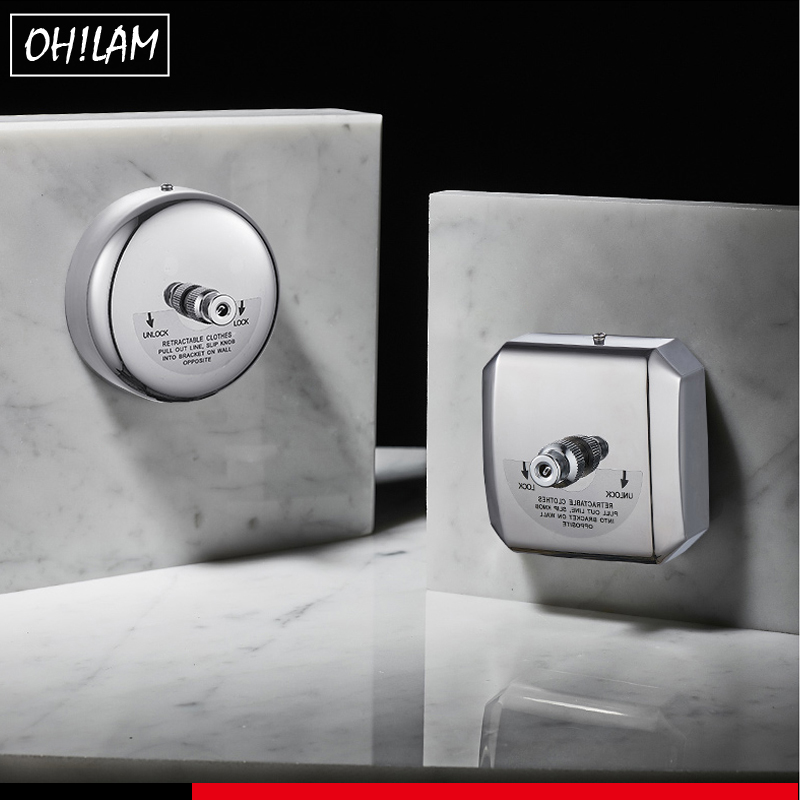 304 Stainless Steel Retractable Wall Mounted 3m Washing Clothes Drying Line Rack Cloth Hanging Rope Chromed 5 Star Hotel