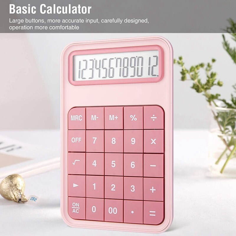 Desktop Calculator, 12 Digit Large Display Battery LCD Display Office Calculator