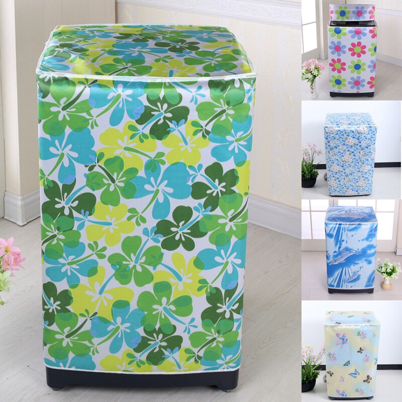 Nyttige vaskemaskine dække blomsterprint opbevaringspose holdbar støvbeskytter farverig spare plads arrangør støvdæksel