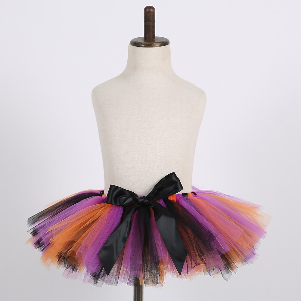 Barn heks cosplay tutu skjørt med heks lue lilla oransje svart fluffy mini tyll skjørt for baby jenter bursdag karneval fest