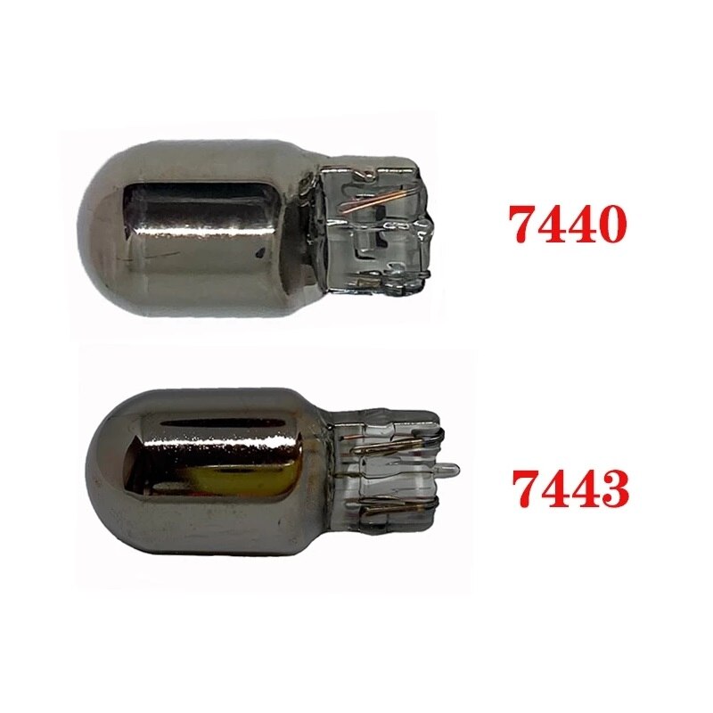 Lámpara de señal de giro automático para coche, Bombilla cromada plateada de 12V 7440 T20 7443 W21W W21/5W, luz trasera de marcha atrás, color rojo ámbar, 1/2 piezas