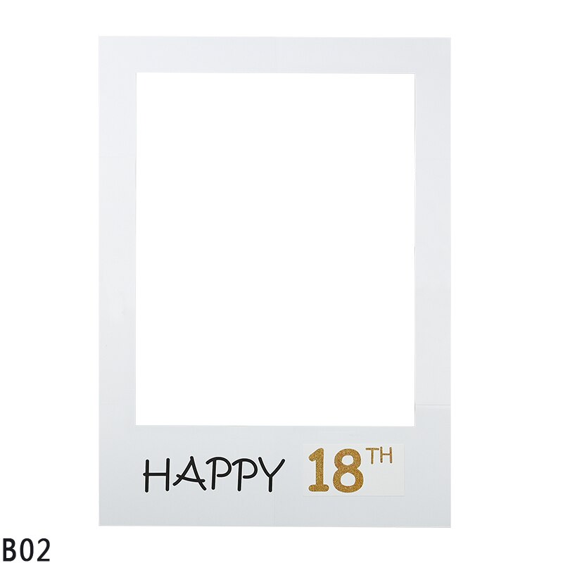 Fødselsdag fotoboks ramme 1 18 21 30 40 60 hvid fotoramme fotobooth rekvisitter børn voksen tillykke med fødselsdagsfest dekor rekvisitter ramme: B02