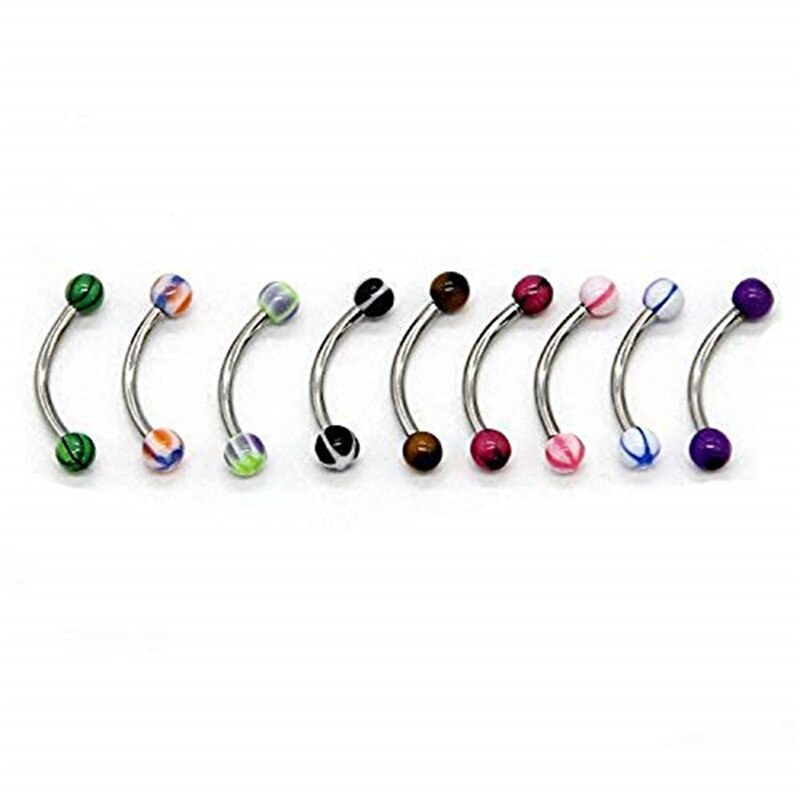 Piercing à sourcils en acier inoxydable, Lot de 5/10/20 pièces, 16G, langue banane, yeux, serpents, vrac, ensemble de bijoux: Mix 2 1.2x8mm / 20PCS