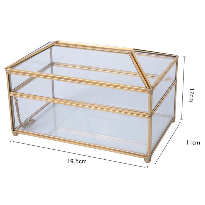 Practical Gold Glass Mirror Tissue Box Exquisite Glass Makeup Tissue Storage Box for Birthdays Christmas Weddings