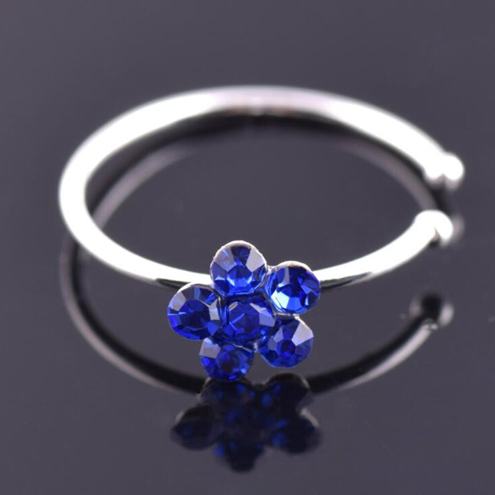 1PC Silver And Gold Color Nose Piercing Jewelry Nose Hoop Nostril Ring Flower Helix Cartilage Tragus Earring Sexy Body Jewelry: royal blue