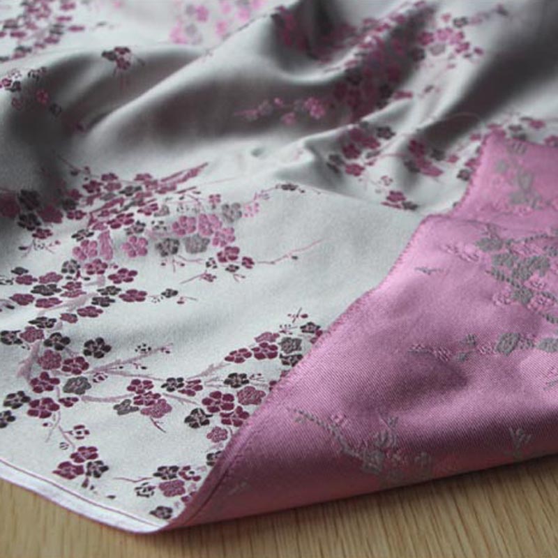 Blomme blomstre 1/2 meter kinesisk stil brokade jacquard satin stof til cheongsam kimono og taske patchwork håndarbejde