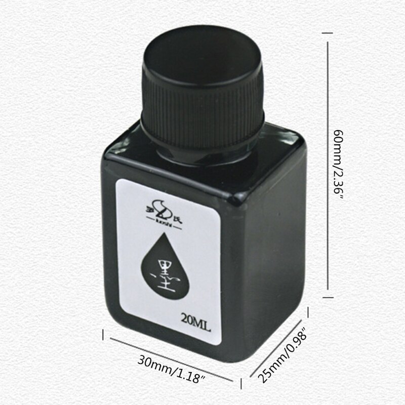 57EC 20ml Calligraphy Ink Bottle Fountain Pen Ink Bottle Black/Blue/Dark Blue Plastic Bottle Lighweight Portable Quick Dry