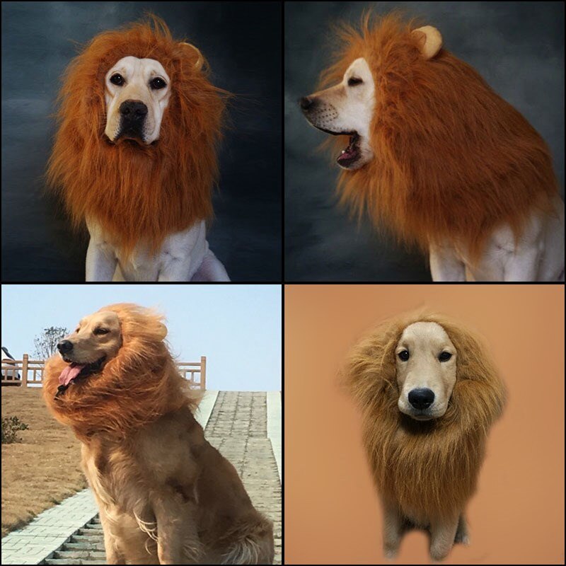 Hair Ornaments Pet dog Costume Halloween Clothes Fancy Dress Up Lion Mane Wig for Large Dogs supplies