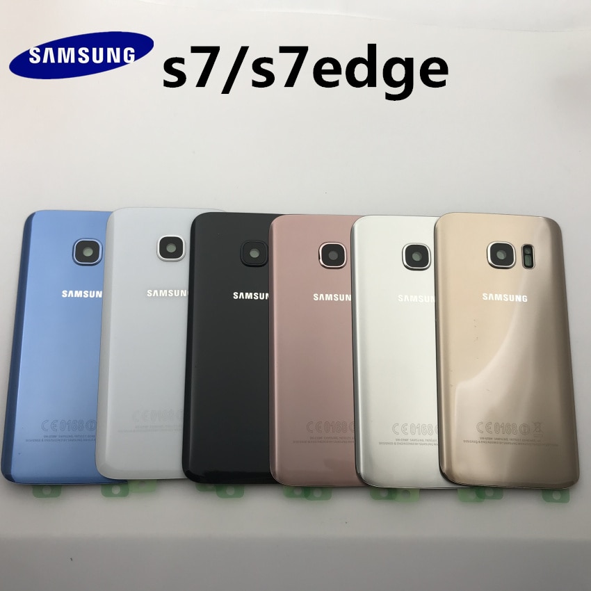Original Glass for SAMSUNG Galaxy S7 G930 S7 edge G935 Back Battery Cover Door Rear Housing Case Replacement + Adhesive Sticker