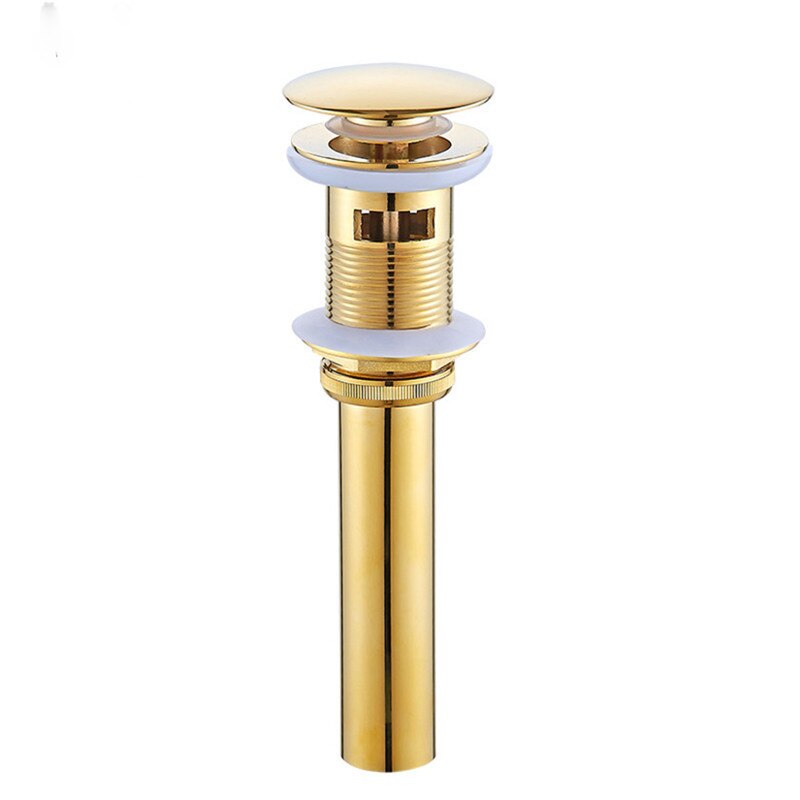 QUANXUNHE Bathroom Sink Drain Stopper Vessel Vanity Pop Up Drain Overflow Gold Matt Black Chrome Bronze Rose Gold tub shroom: Gold Overflow