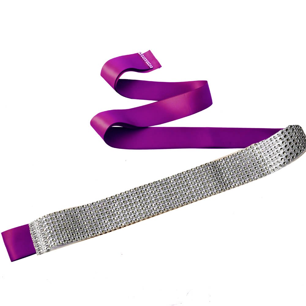 bridal belt sash Boutique Rhinestone Pearl Beading Waistbands for Bridal Wedding Dress Crystal Belt Bow With Satin Ribbons Sash: purple
