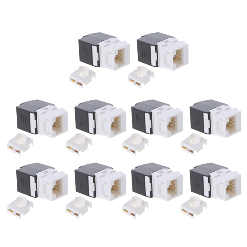 10pcs Gigabit RJ45 CAT6 Keystone Jacks Modules Tool-free Connection Cable Adapter