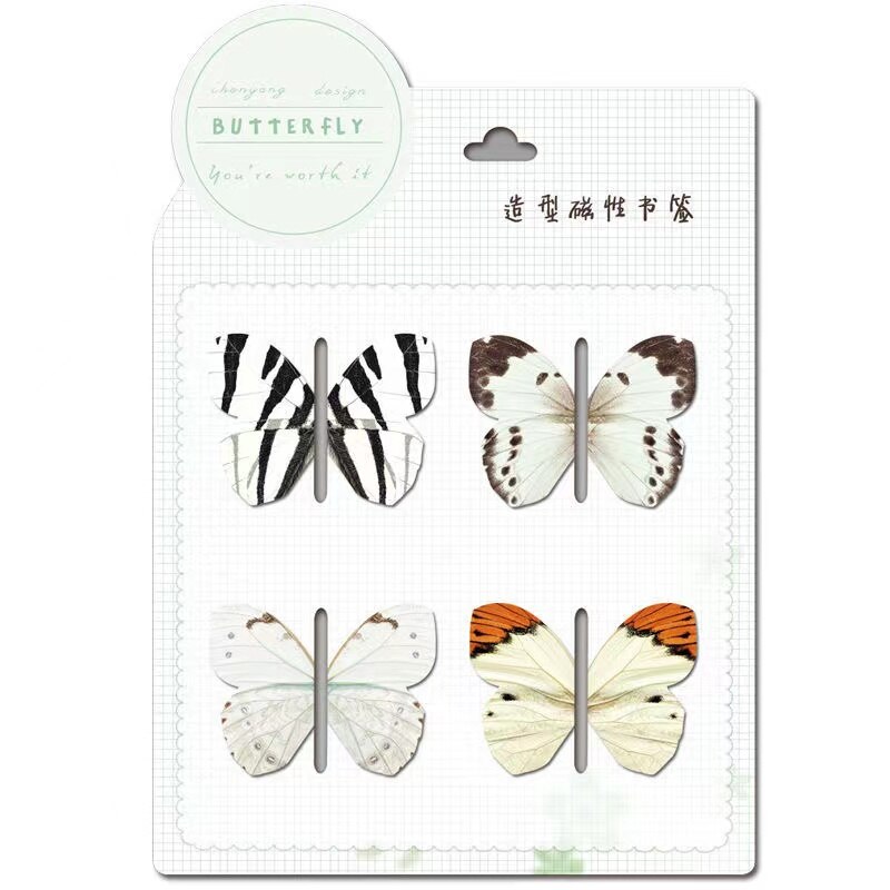 4 Stks/pak Kawaii Bookmark Set Mooie Vlinder Magnetische Bladwijzers Marker Van Pagina Boek Clip Voor Student School Briefpapier: A