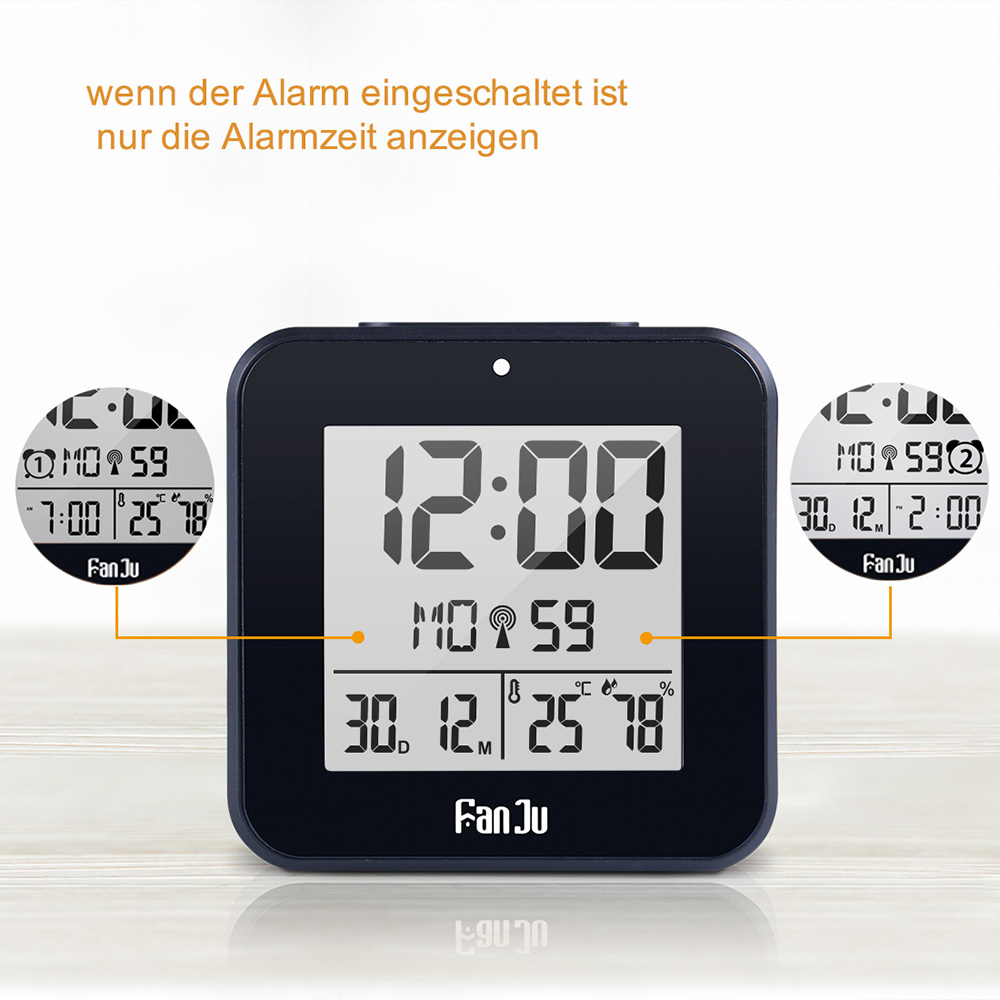 Grote draagbare digitale wandklok, 20 cm, thermometer, hygrometer