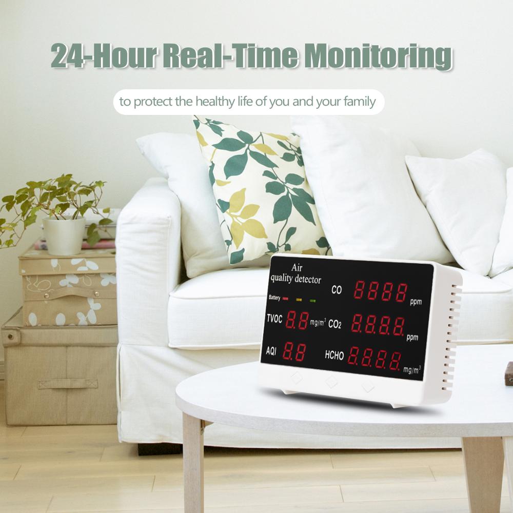 Digital CO CO2 HCHO TVOC Detector Air Analyzer Monitor CO2 Messgerät CO2 Medidor CO2 Sensor Medidor CO2 Aire CO2 Meter