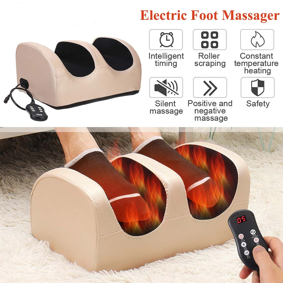 Infrarood Verwarming Elektrisch Voetmassageapparaat Shiatsu Kneden Kuitrol Diepe Spier Ontspannen Beste Reliëf Vermoeidheid Stress Voeten Machine Tool