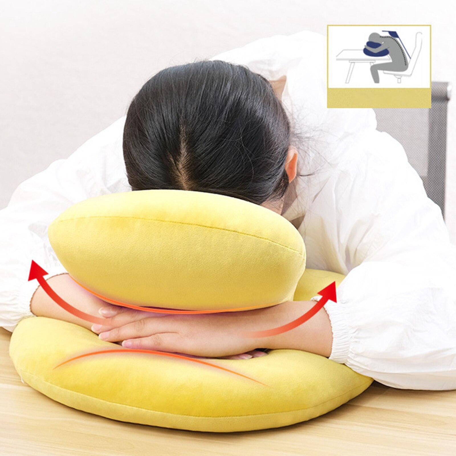 Multi-Functional Octopus Nap Pillow Neck Protector Support for Camping Desk: lemon yellow