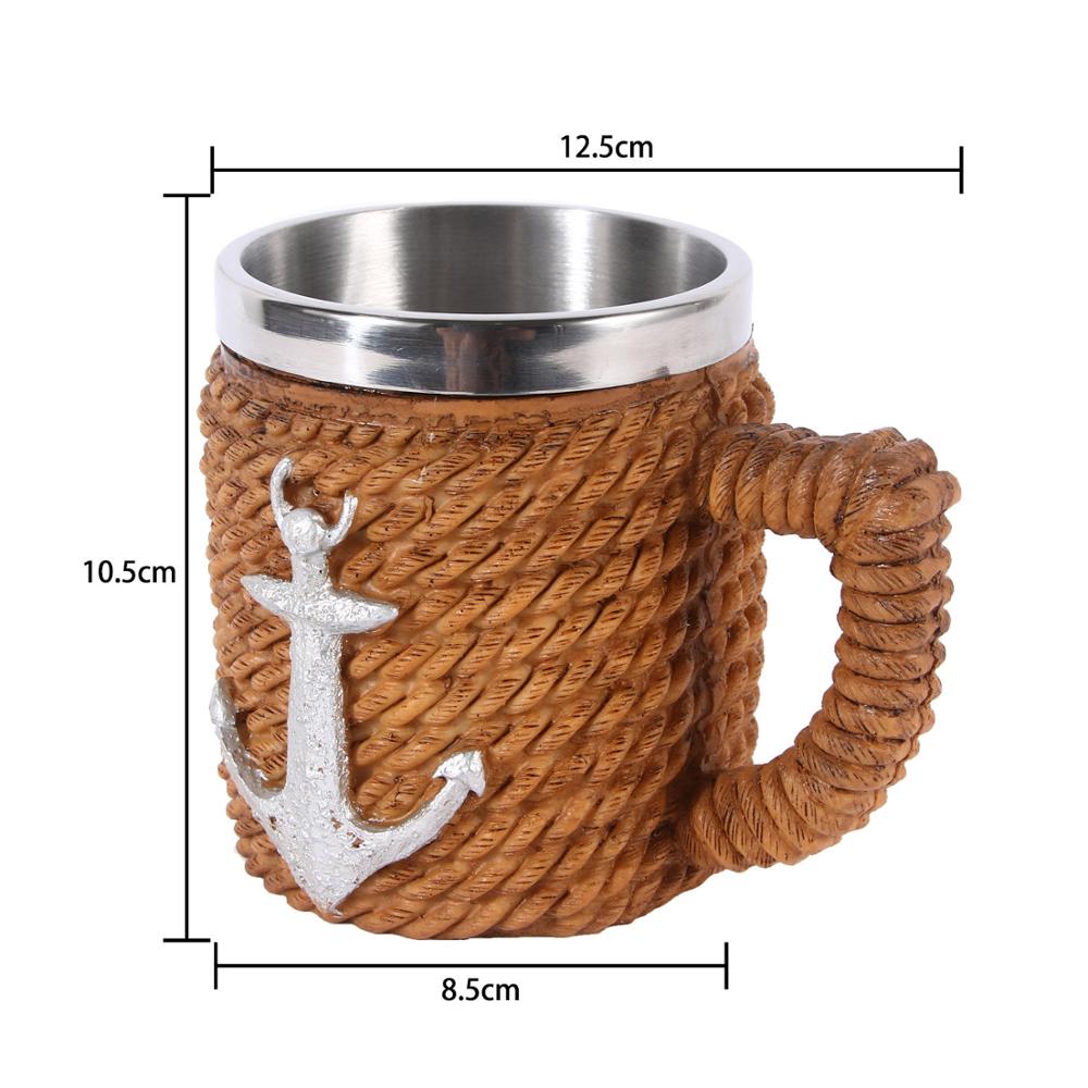 Nautische anker Rvs Hars 3D Bier Mok Beker Game Tankard Koffiekopje Wijnglas Mokken 350ml BESTE KREEG