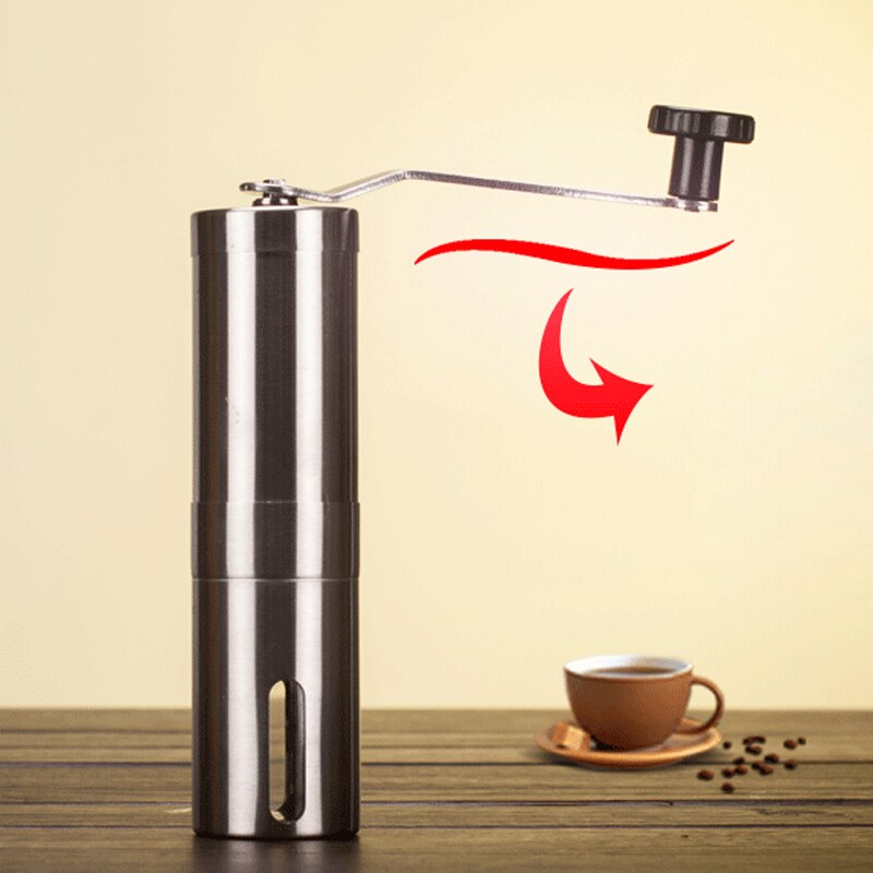 Silver Coffee Grinder Mini Stainless Steel Hand Manual Handmade Coffee Bean Grinders Mill Kitchen Grinding Coffee Making Tools