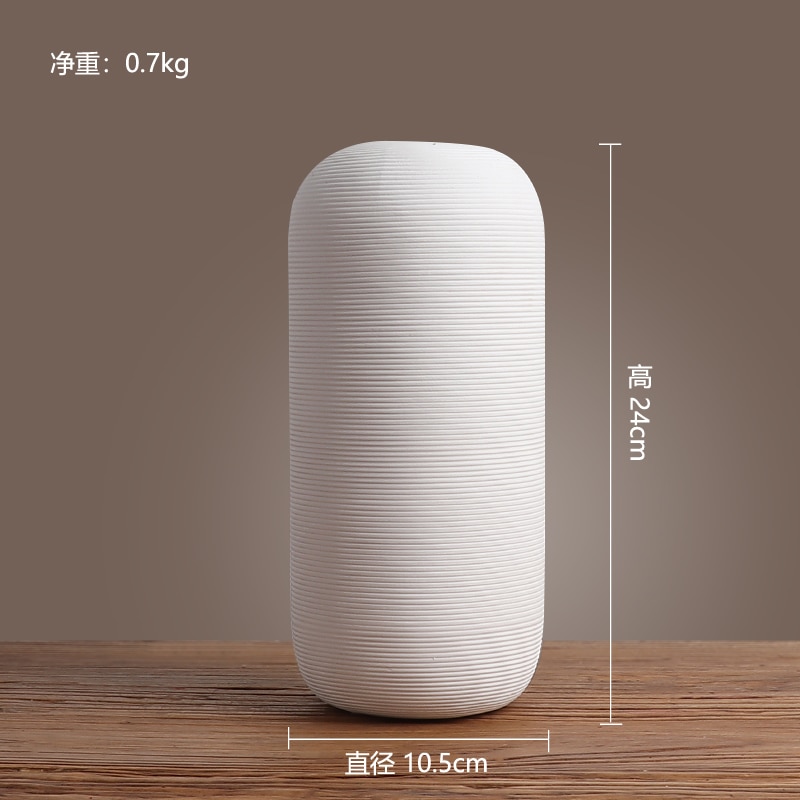 Keramisk vas dekoration modern enkel japansk zen stil blomma torkanordning te hus hotell vardagsrum veranda dekoration: 10.5 x 24