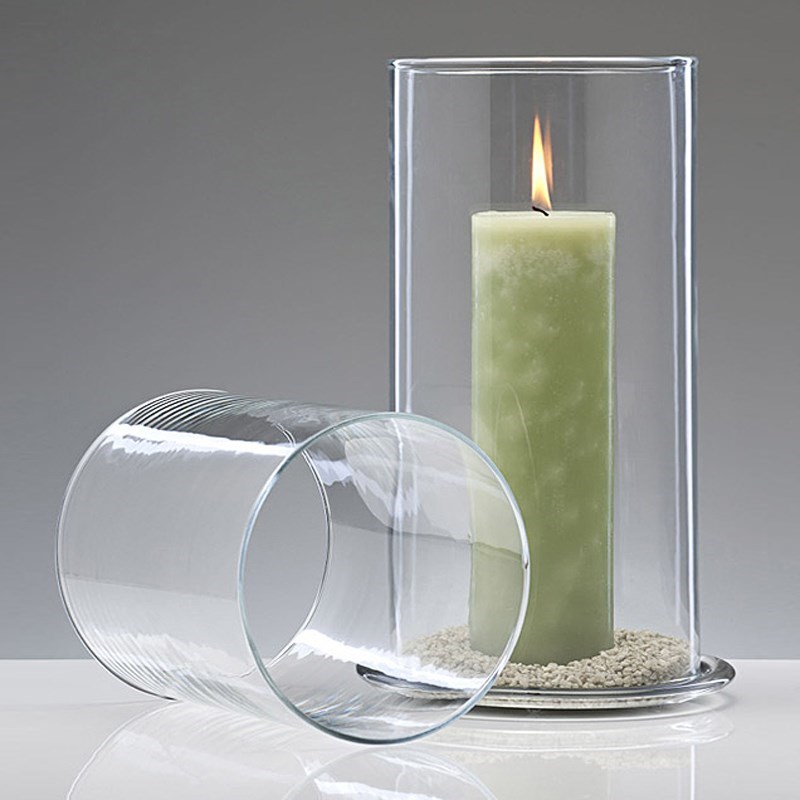 Dia 7cm / 10cm Clear Hurricane Candleholders Clear Glass Cylinder Open Both Ends Chimney Tube Open Ended Hurricane Candle Shade