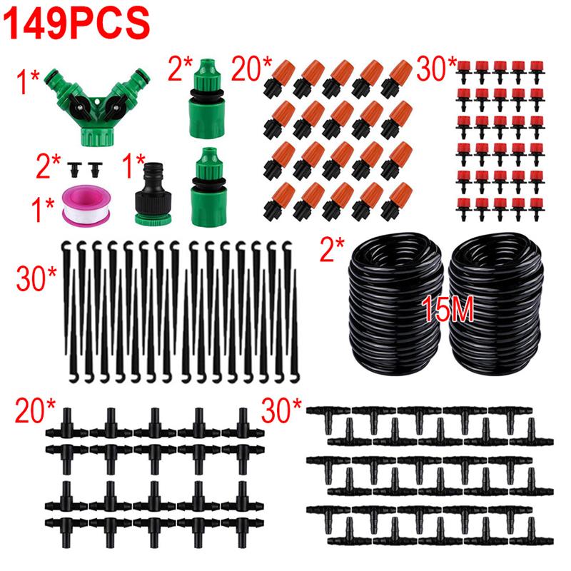 5M-25M DIY Drip Irrigation System Automatic Watering Garden Hose Micro Drip Watering Kits with Adjustable Drippers