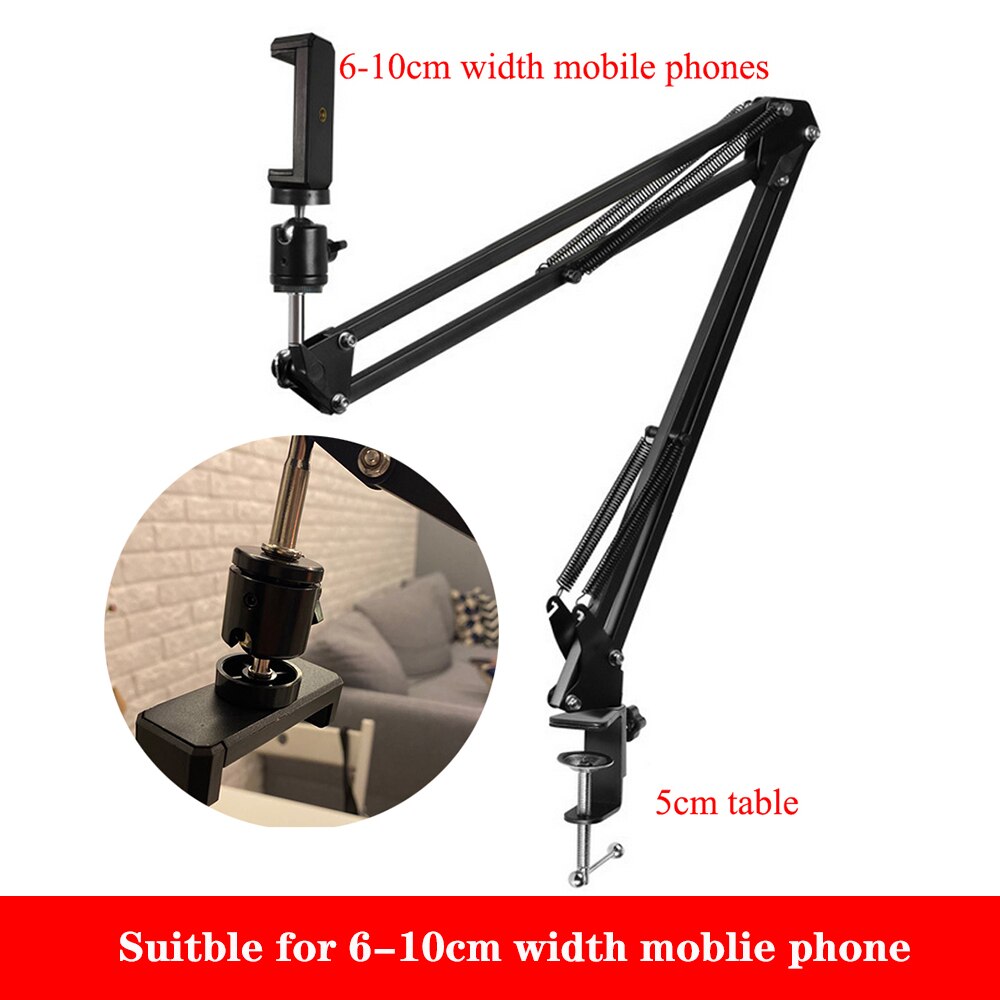 Arm Halfter Fotografie Stativ für Kamera Stativ Tisch Stehen Halterung Ring Licht Ball Kopf Fotografie LED Selfie Lampe Telefon Clip: 6zu10cm Schwarz
