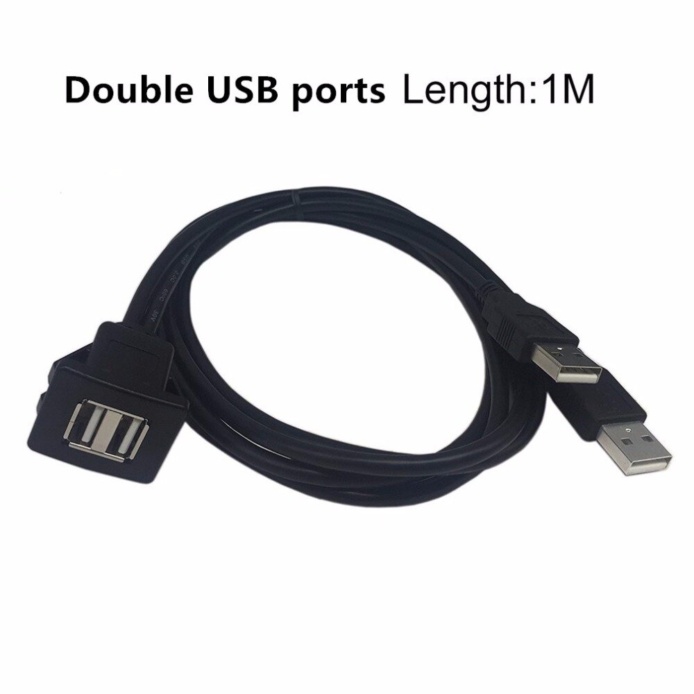 catuo USB2.0 Flush Mount Cable 1M Double/Single USB Port Extension Flush Dashboard Panel Mount Cable for Car Boat Motorcycle