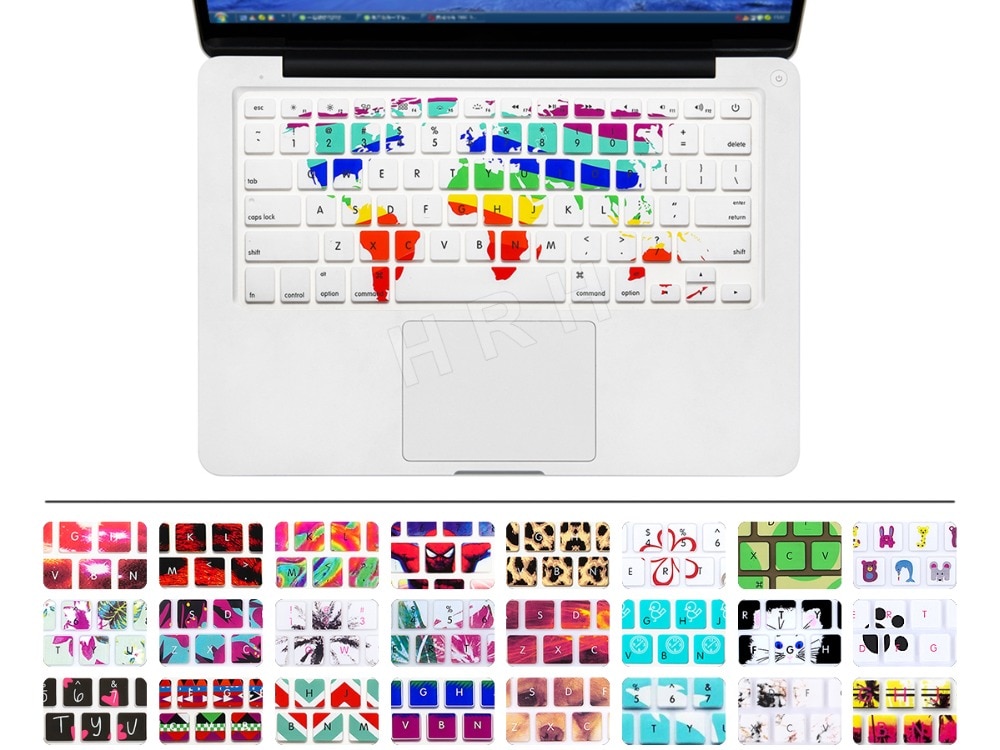 Für Apfel Mac Macbook Profi 13 15 17 Luft 13 Retina 13 UNS Layout Silikon Blume Aufkleber Regenbogen Tastatur Abdeckung tastatur Haut Schutz