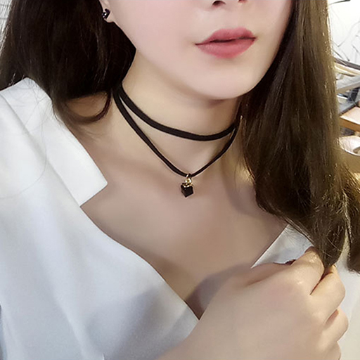 Kant Choker Ketting - Zwart Fluweel Hart Hanger - Gothic Nek Sieraden voor Dames: Kobaltviolet