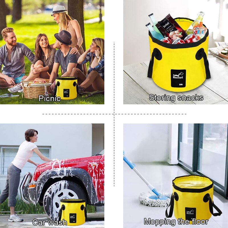 20L 12L Folding Bag Water Bucket Storage Container Water Carrier Waterproof Bags Portable For Outdoor Fishing Hiking Camping