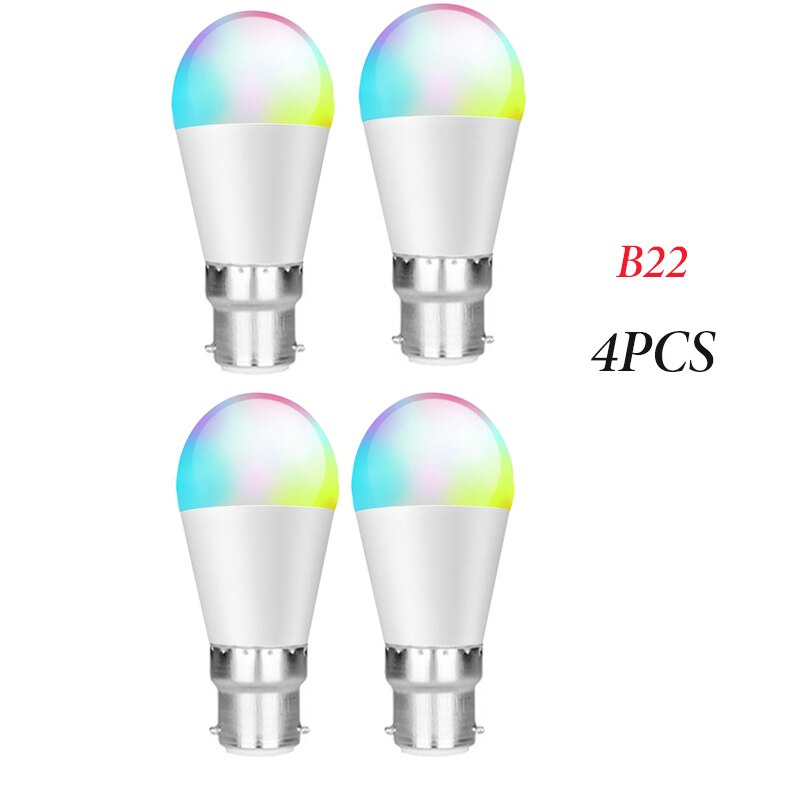 Smart Led Lamp 6W Wifi Rgb Kleur Veranderende Licht Toepassing Controle Alexa/Google Smart Home Verstelbare Lamp: E27 4pcs