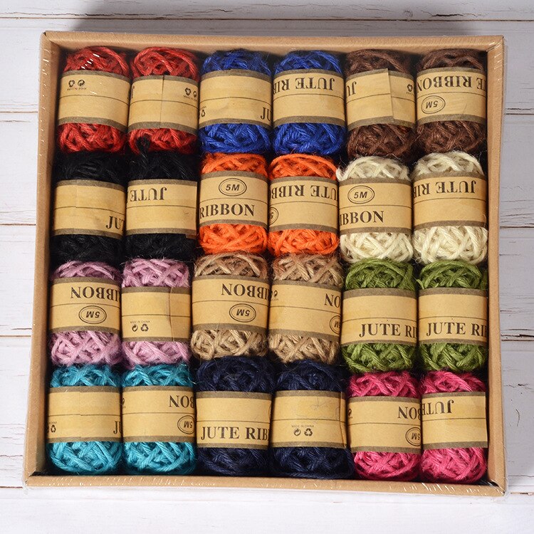 24Pcs Natuurlijke Jute Twine String Roll Voor Kunstwerken Diy Ambachten Cadeaupapier: 5meters burlap A