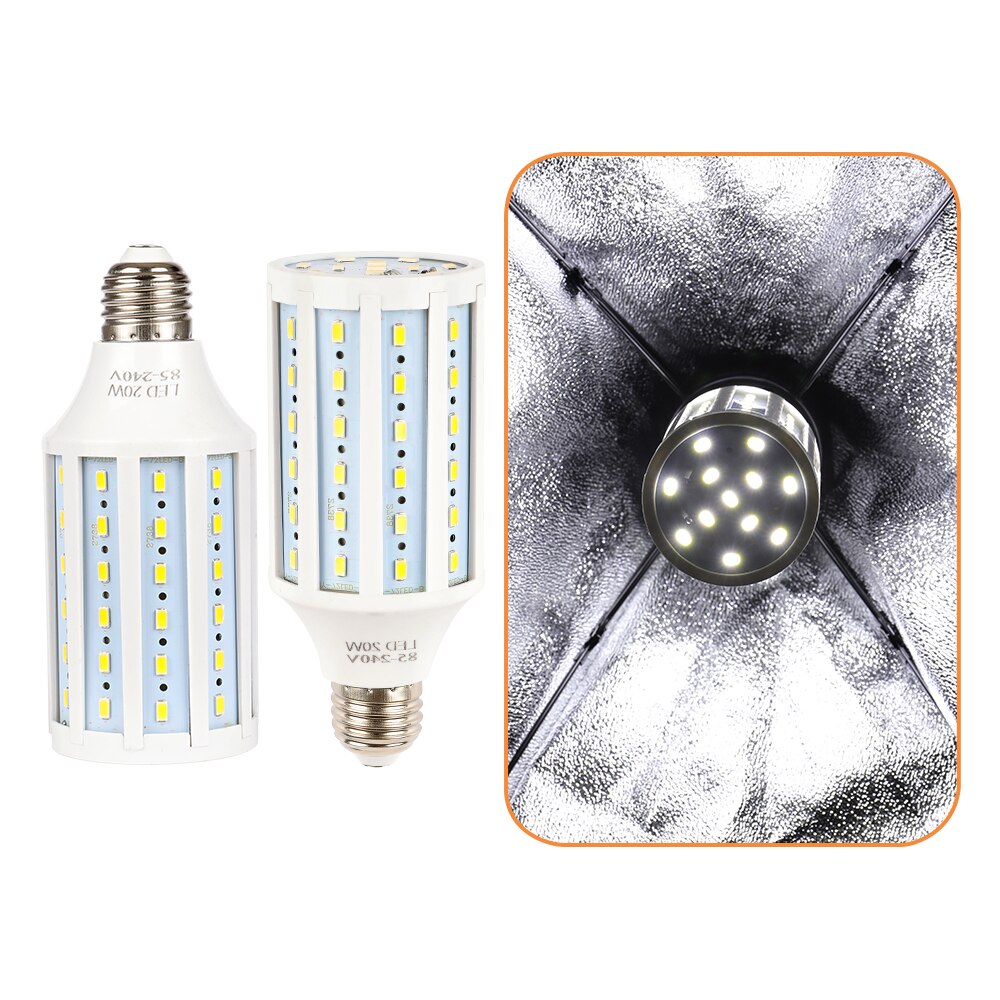 Photo Studio Softox Bulb Photography 5500K 3800K 20W LED Video Light Corn Lamp Light Bulb Daylight E27 Socket 16PCS: 2PCS White