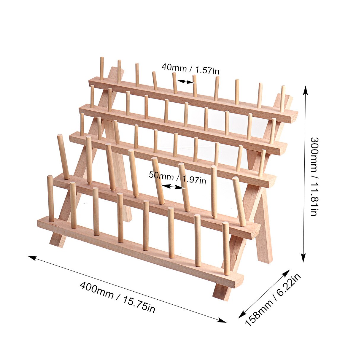 Folding Hanging Wooden Thread Spool Sewing Organizer Tailor Thread Holder Stand Sewing Lines Storage Rack Embroidery