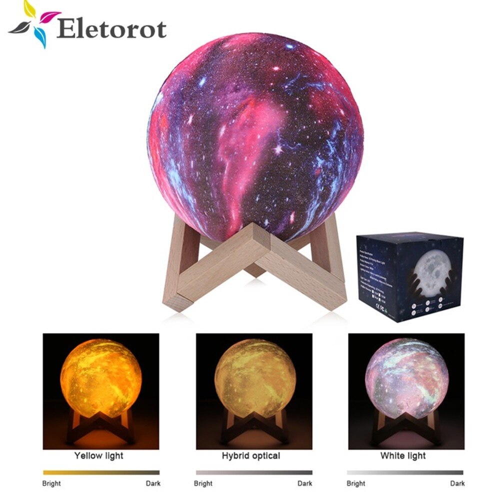 3/16 farben 3D Druck Mond Lampe Mit Fernbedienung sternenklar Himmel Galaxis Licht Gebaut in Akku Nacht Lampe