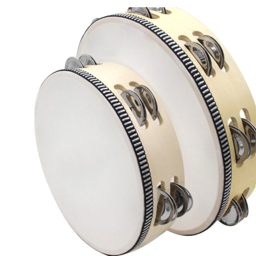 Wood Tambourine Educational Musical Instruments Party 8inch 10inch Jingles KTV Double Row Adult Handheld Dancing Kids