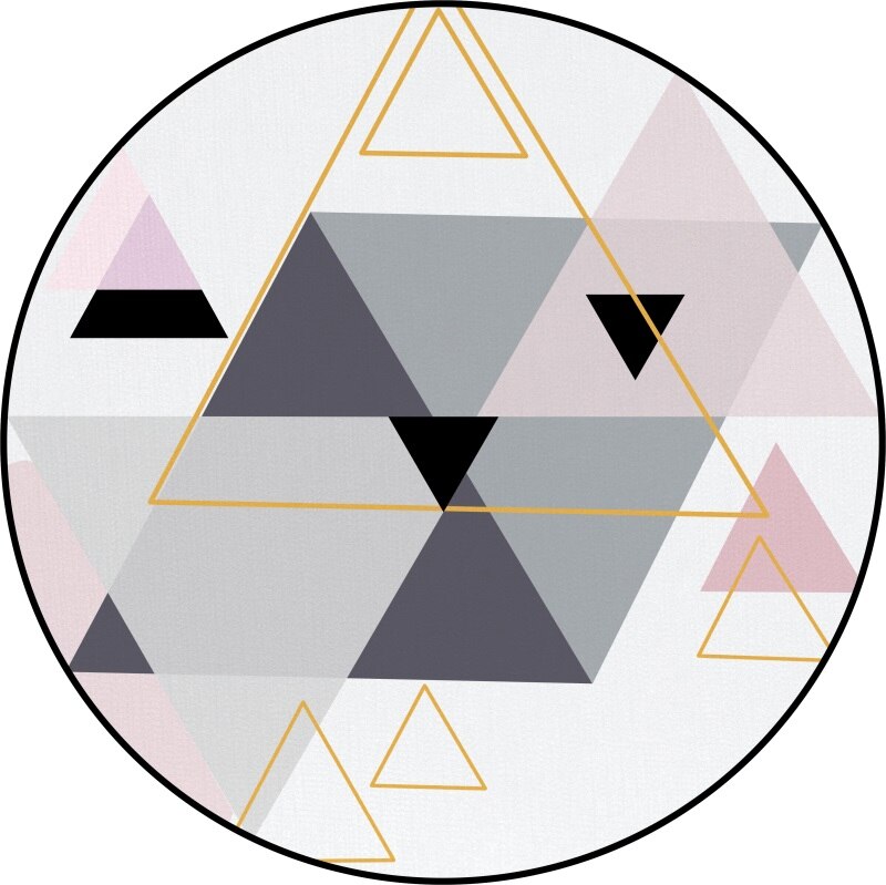 Skandinavisk runde korte trekanter pink grå dekorativ tæppestol baby kravlepude dørmåtte stue tæppe: Pink grå trekant / Diameter 60cm