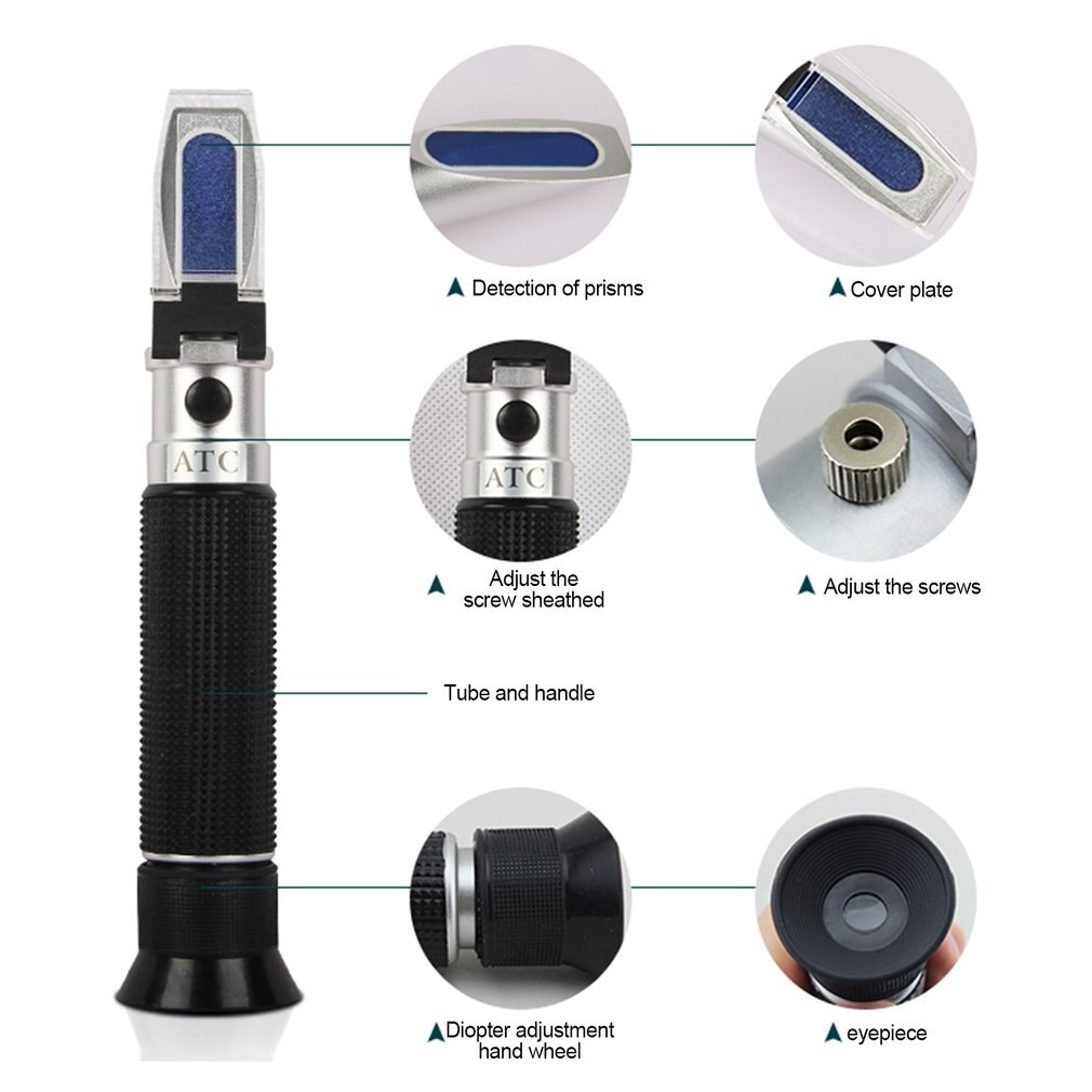 Handheld Sugar Solution Brix Refractometer Honey Beer Fruit Refractometer Fluid Sweetness Saccharimeter Concentration Meter Test