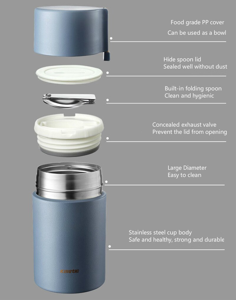 550ml 304 Edelstahl Thermos Lunchbox Vakuum Glaskolben Protable Büro Arbeiter Schüler Bento Kasten Kochen Thermos mit Löffel